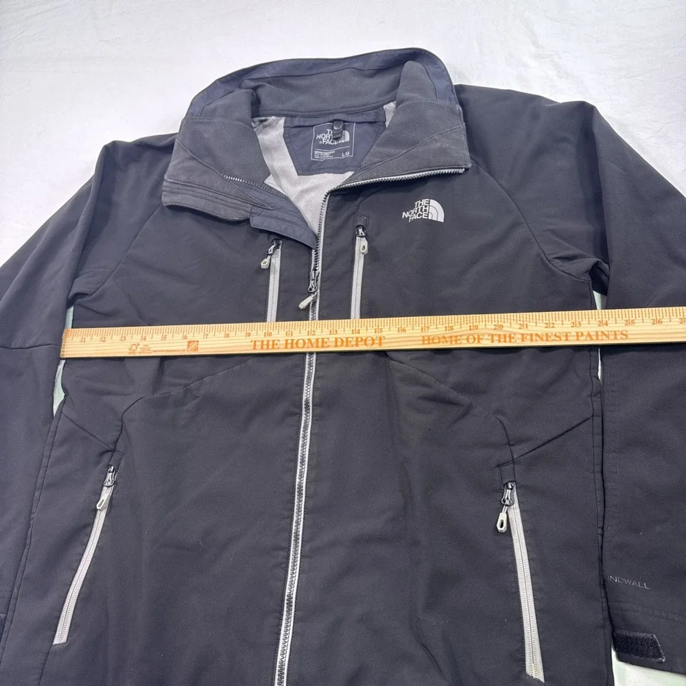 North Face Jacket Mens Large Black Softshell Apex Bionic Windproof Full Zip